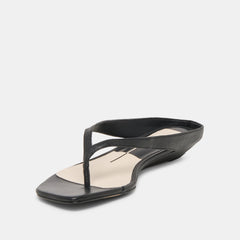 Dolce Vita SHOES | GIZEL Black Leather Thong Square-Toe Sandals