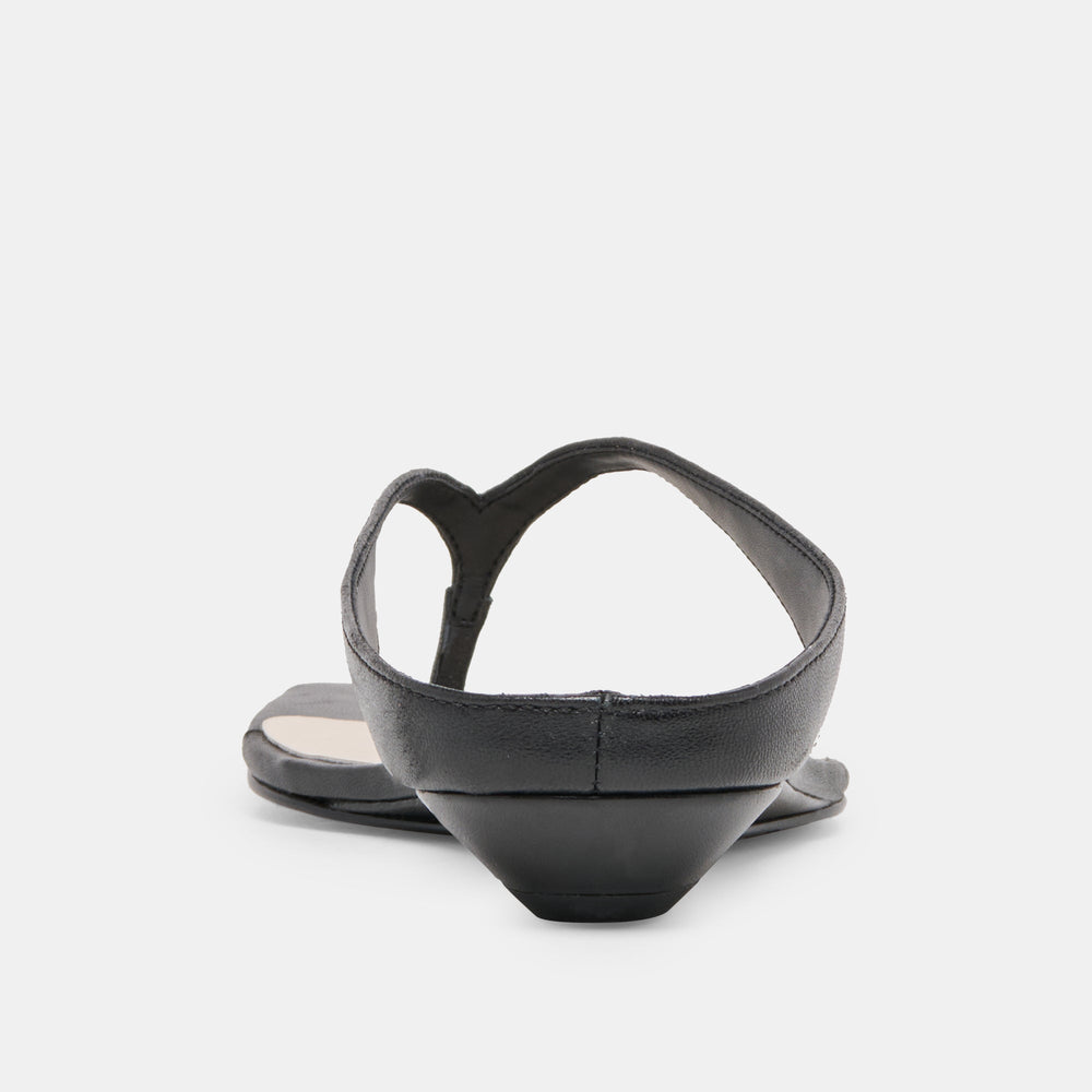 Dolce Vita SHOES | GIZEL Black Leather Thong Square-Toe Sandals