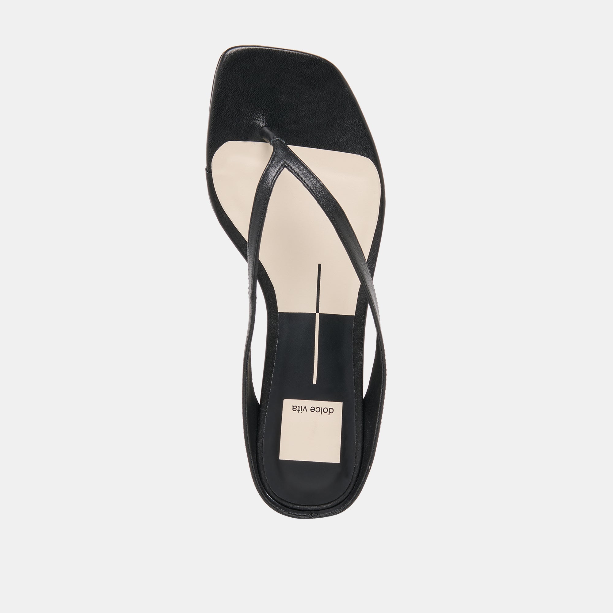 Dolce Vita SHOES | GIZEL Black Leather Thong Square-Toe Sandals