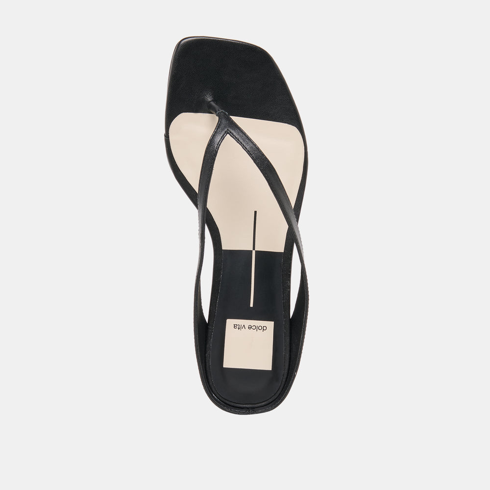 Dolce Vita SHOES | GIZEL Black Leather Thong Square-Toe Sandals