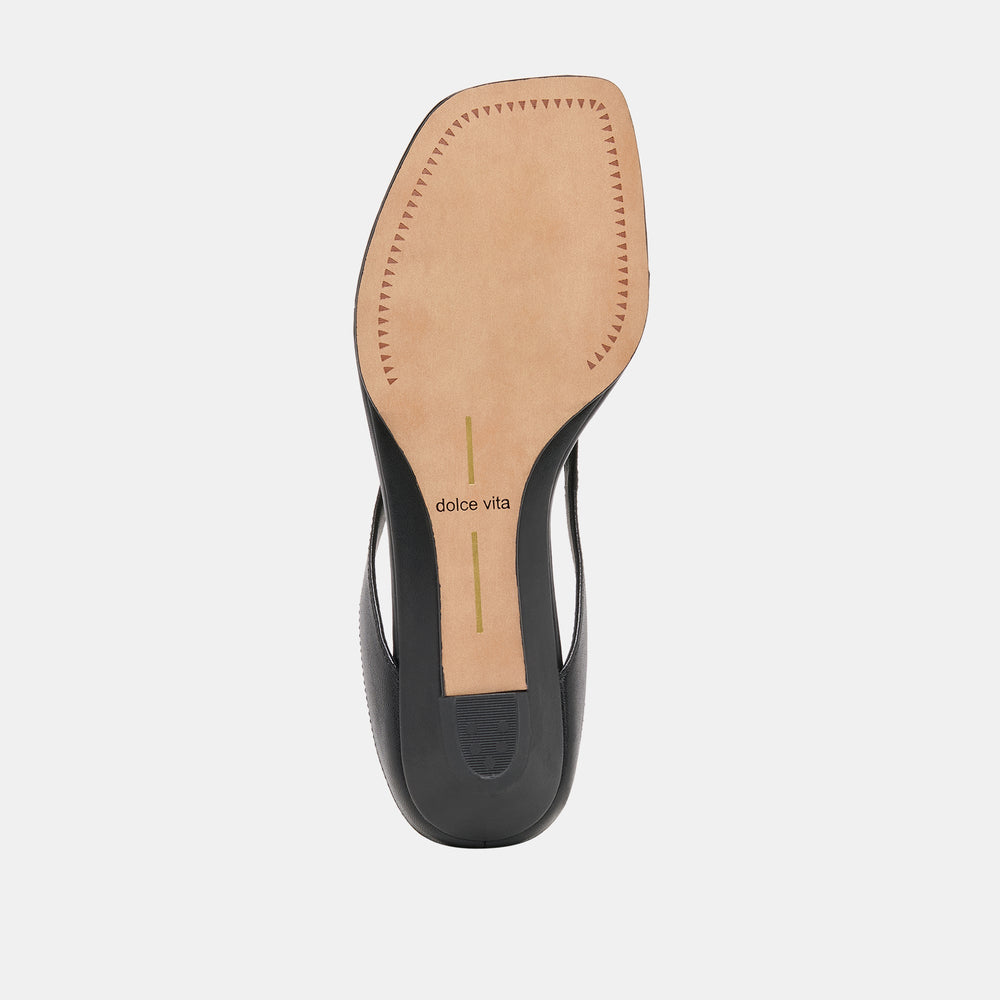 Dolce Vita SHOES | GIZEL Black Leather Thong Square-Toe Sandals