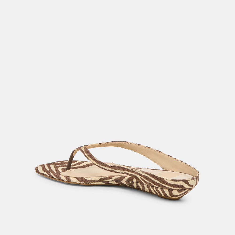Dolce Vita SHOES | GIZEL Beige Zebra Raffia Thong Square-Toe Sandals