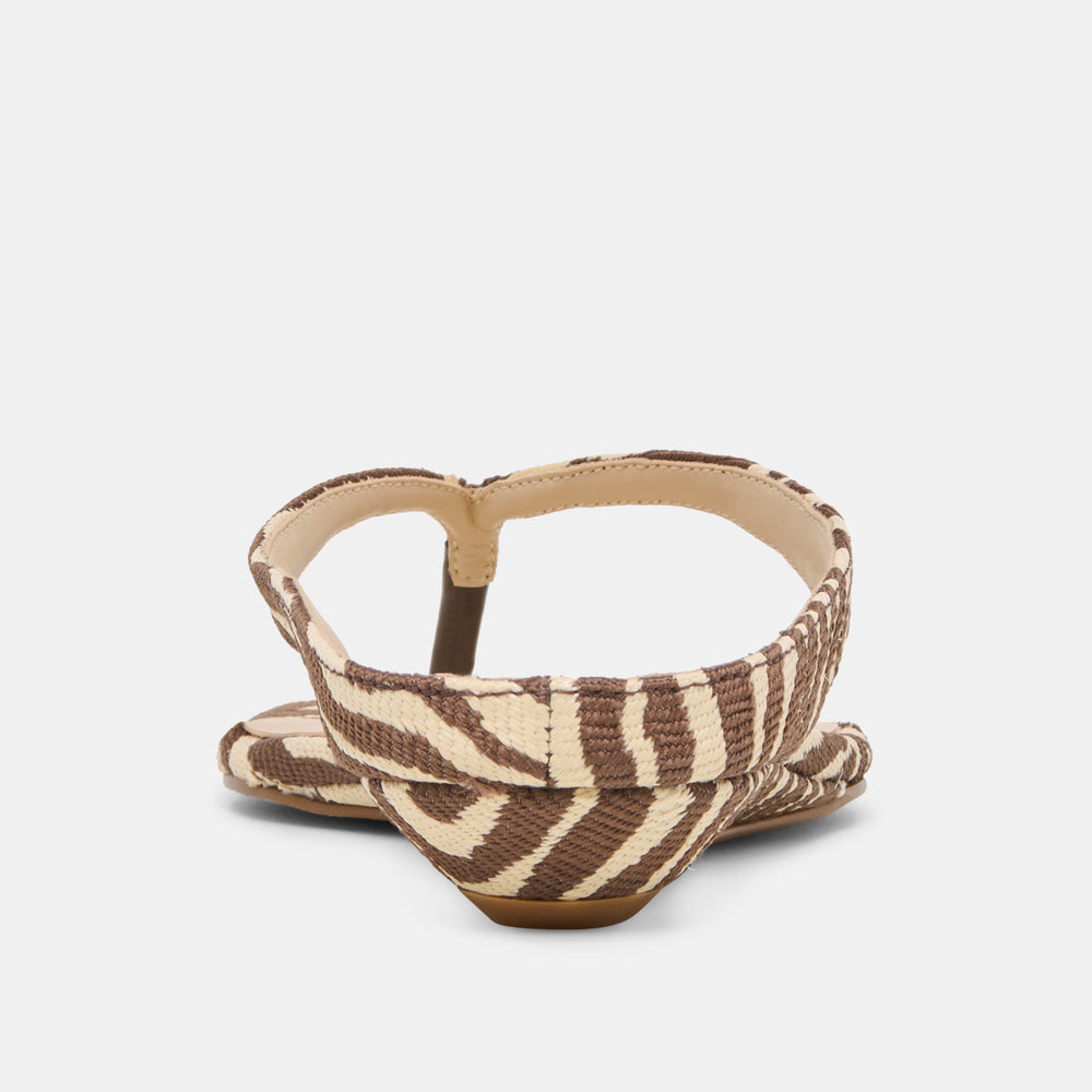Dolce Vita SHOES | GIZEL Beige Zebra Raffia Thong Square-Toe Sandals