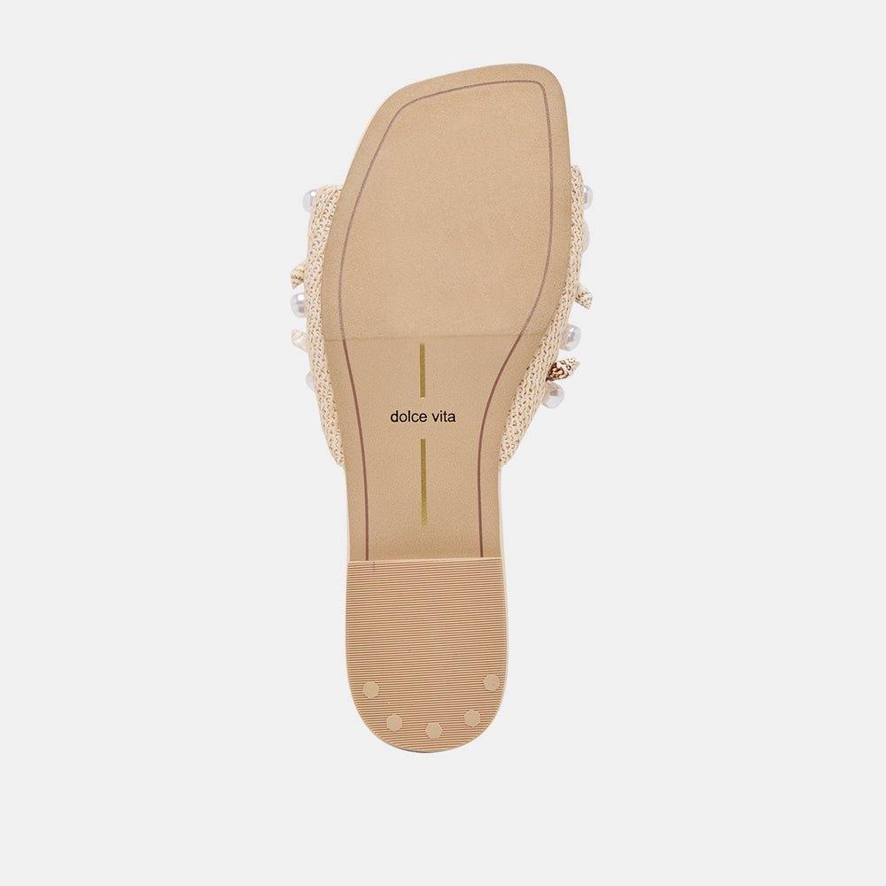 Dolce Vita SHOES | Lizza Oatmeal Beaded Raffia Sandals