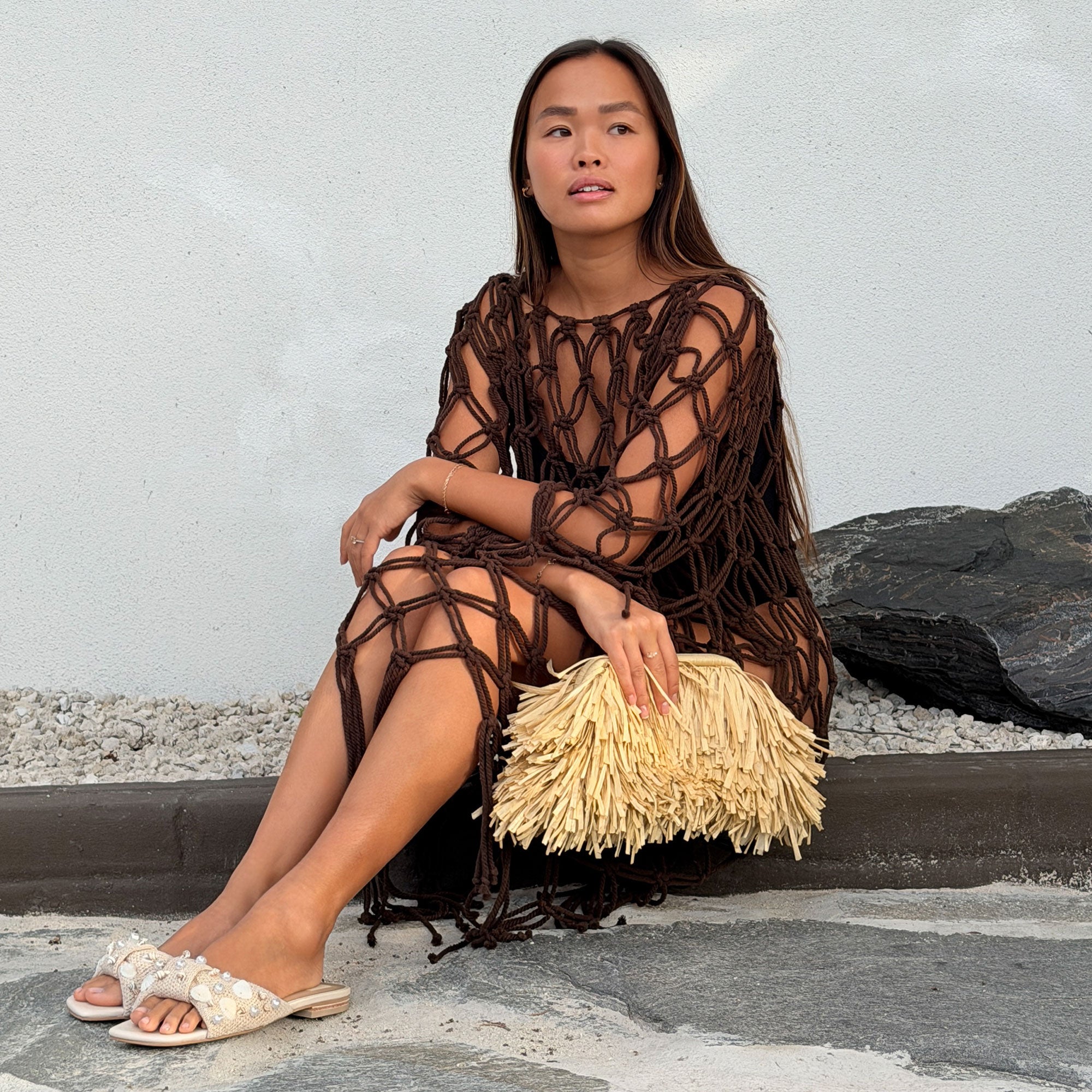Dolce Vita SHOES | Lizza Oatmeal Beaded Raffia Sandals