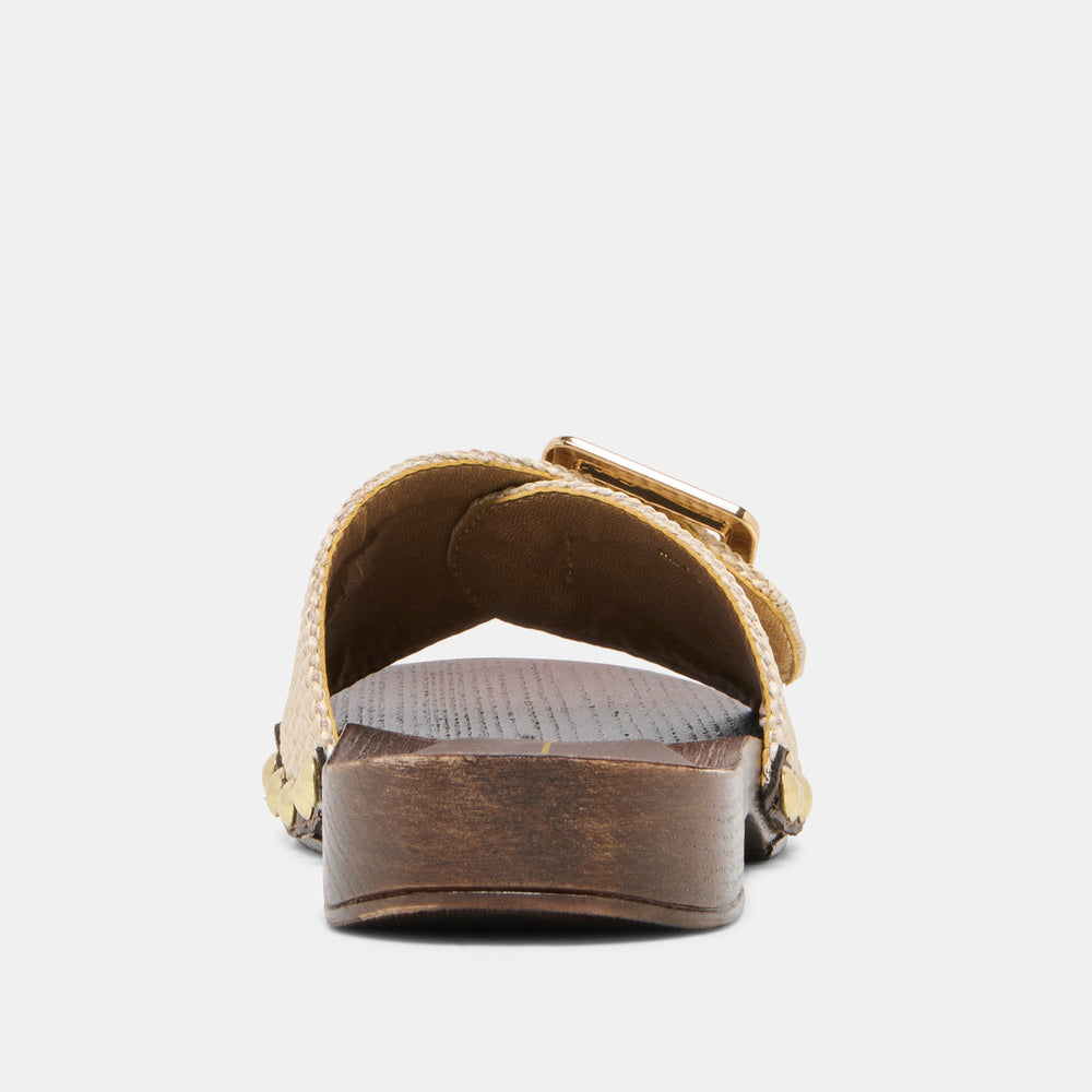 Dolce Vita SHOES | SHERY Natural Raffia Open-Toe Buckle Wood Sole Sandals