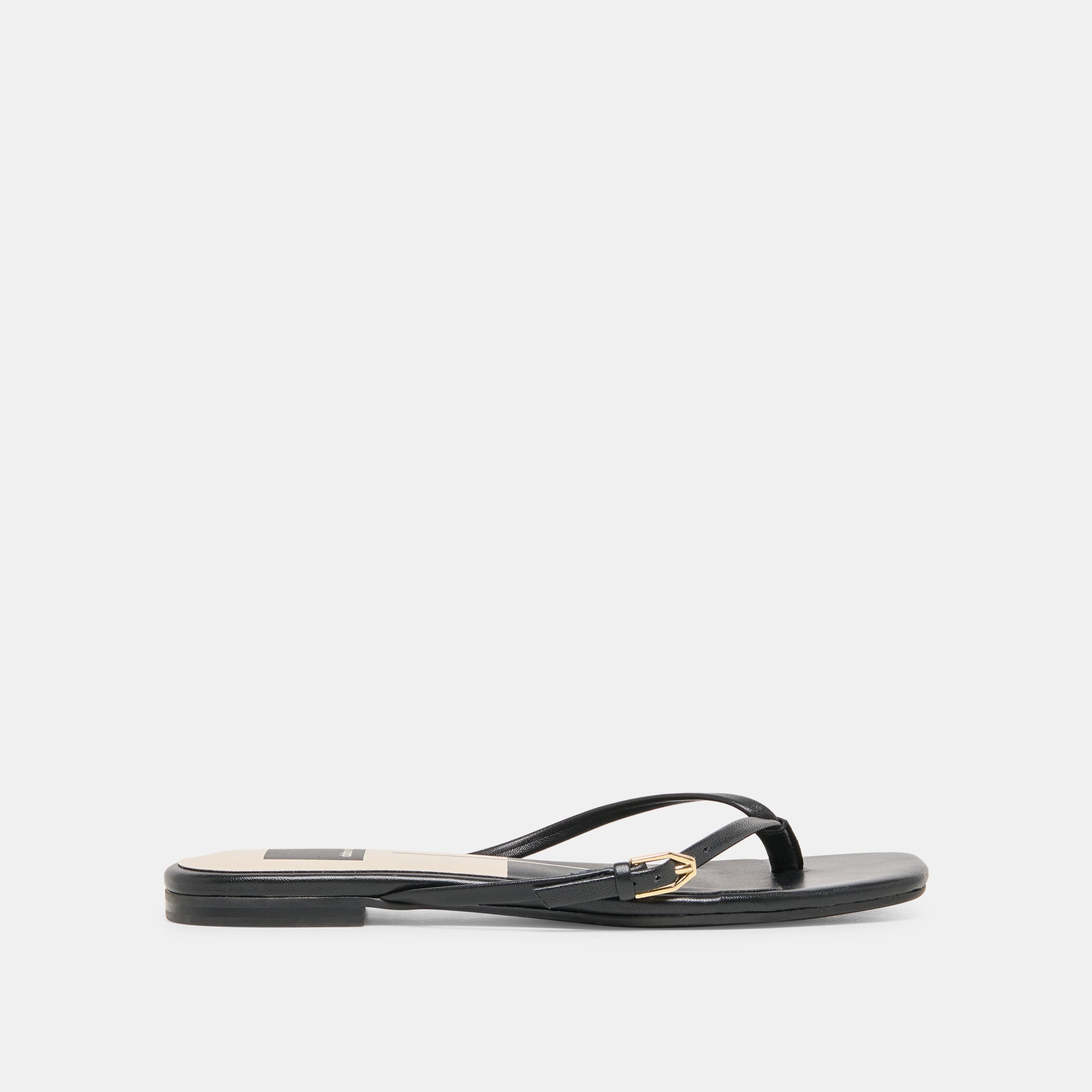 Dolce Vita SHOES | MALTA Black Leather Buckle Flip-Flop Sandals