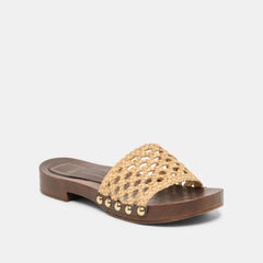 Dolce Vita SHOES | SADIE Tan Raffia Wood Sole Open-Toe Sandals