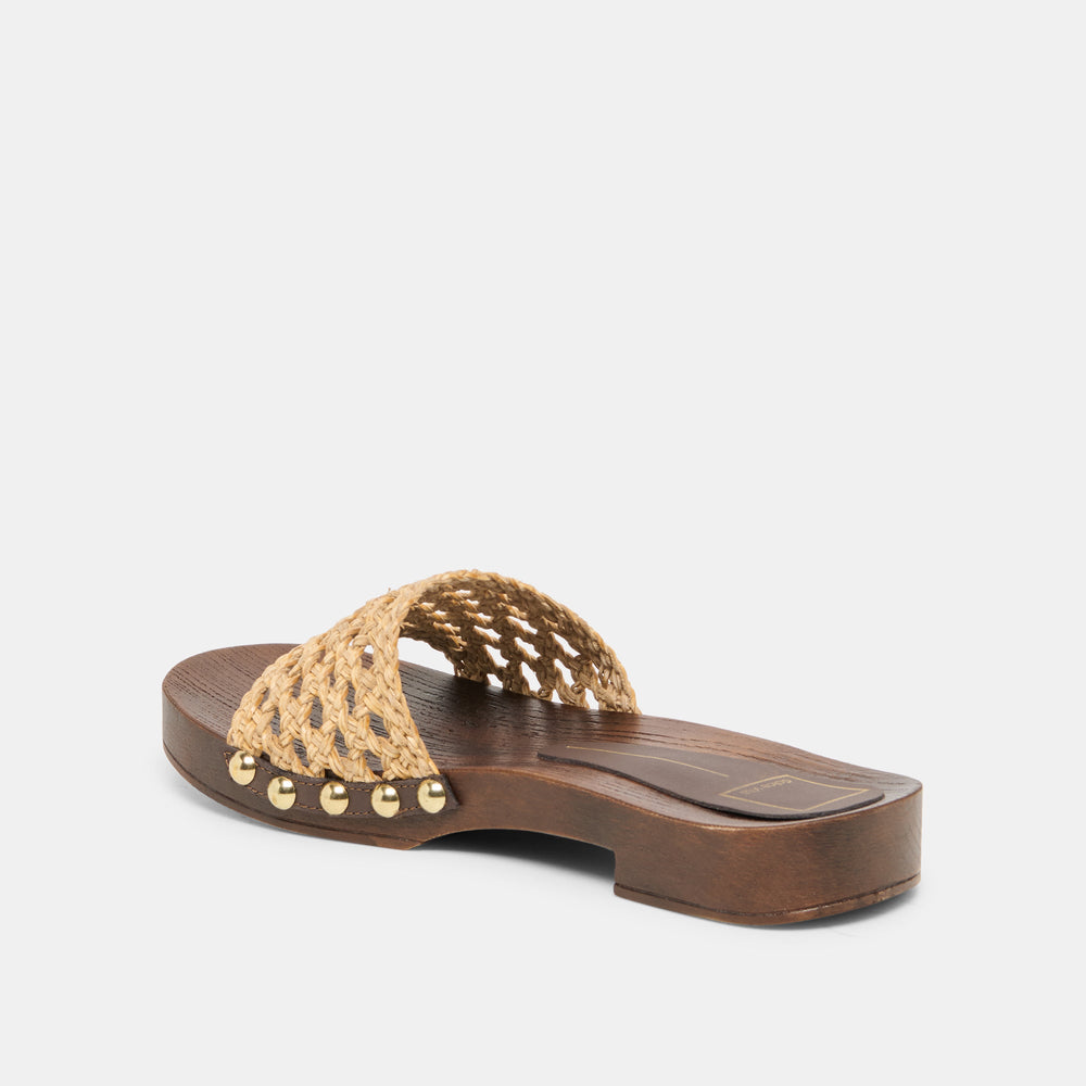 Dolce Vita SHOES | SADIE Tan Raffia Wood Sole Open-Toe Sandals