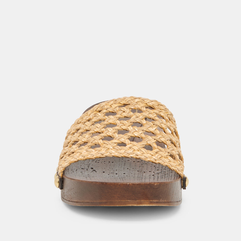 Dolce Vita SHOES | SADIE Tan Raffia Wood Sole Open-Toe Sandals