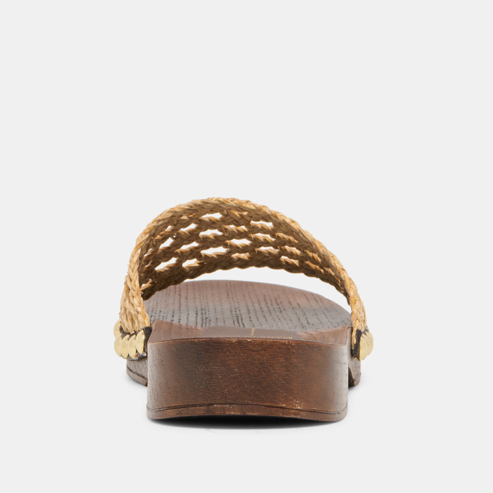 Dolce Vita SHOES | SADIE Tan Raffia Wood Sole Open-Toe Sandals