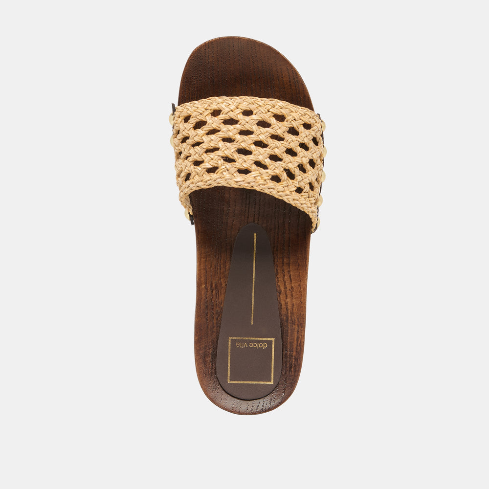 Dolce Vita SHOES | SADIE Tan Raffia Wood Sole Open-Toe Sandals
