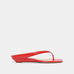 Dolce Vita SHOES | GIZEL Red Crinkle Patent Thong Square-Toe Sandals
