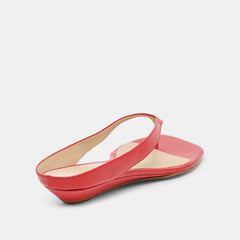 Dolce Vita SHOES | GIZEL Red Crinkle Patent Thong Square-Toe Sandals