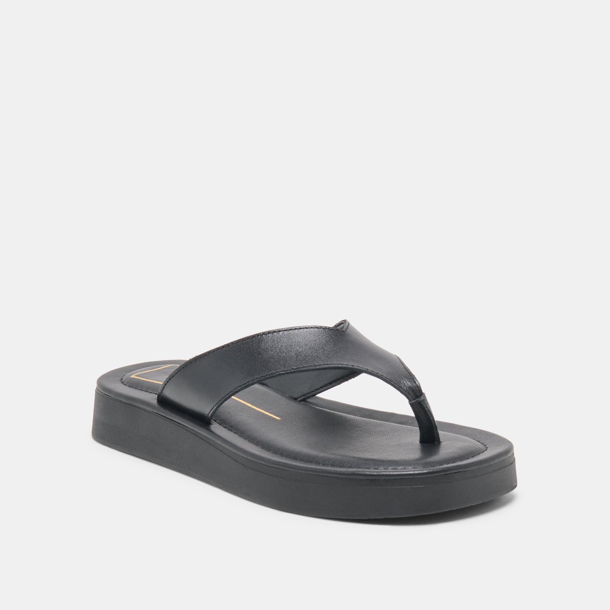 Dolce Vita SHOES | BLAYZE Black Leather Platform Flip-Flop Sandals