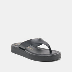 Dolce Vita SHOES | BLAYZE Black Leather Platform Flip-Flop Sandals
