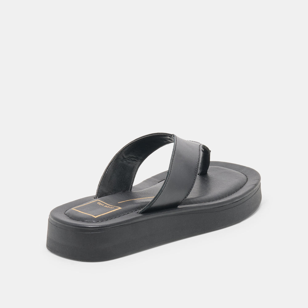 Dolce Vita SHOES | BLAYZE Black Leather Platform Flip-Flop Sandals
