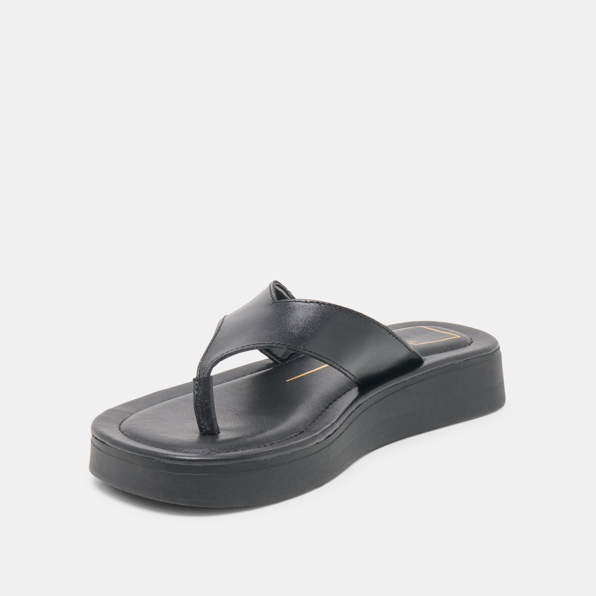 Dolce Vita SHOES | BLAYZE Black Leather Platform Flip-Flop Sandals