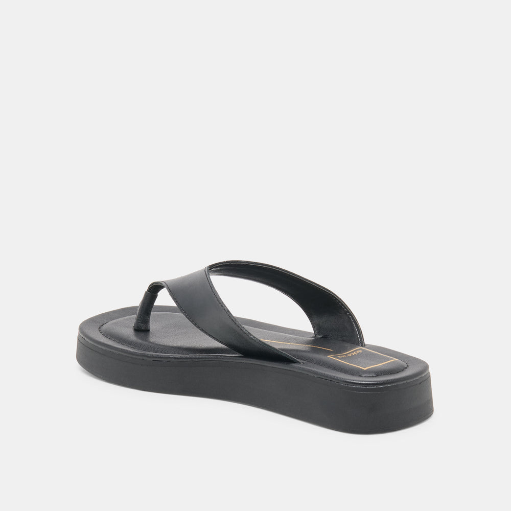 Dolce Vita SHOES | BLAYZE Black Leather Platform Flip-Flop Sandals