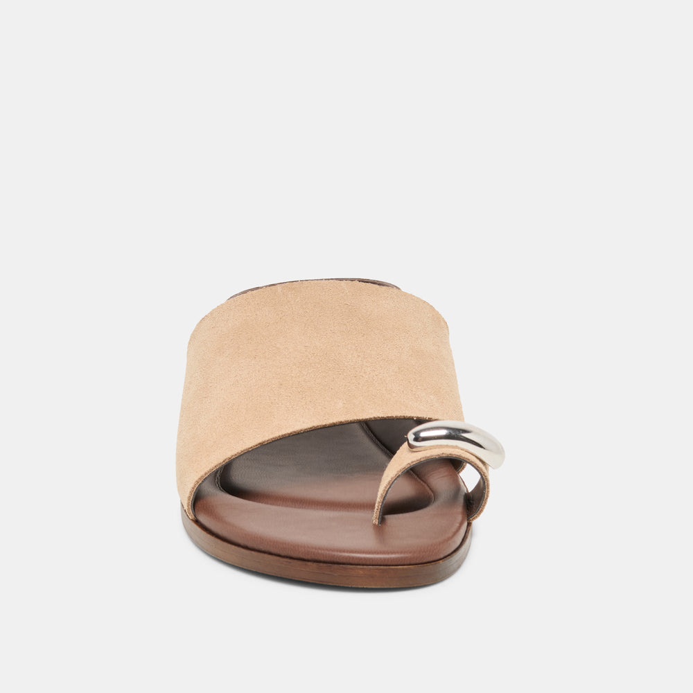 Dolce Vita SHOES | MOXY Sand Suede Metal Detail Open-Toe Sandals
