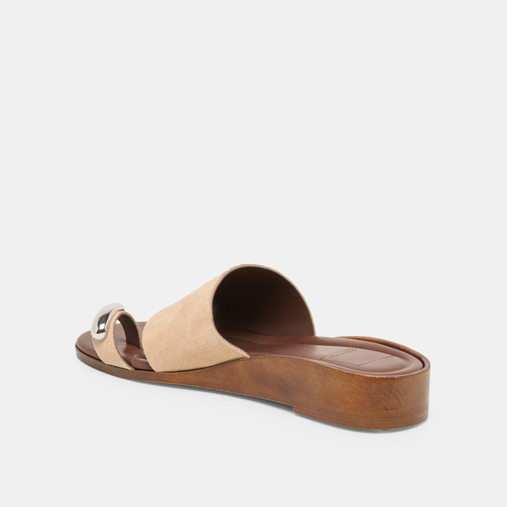 Dolce Vita SHOES | MOXY Sand Suede Metal Detail Open-Toe Sandals
