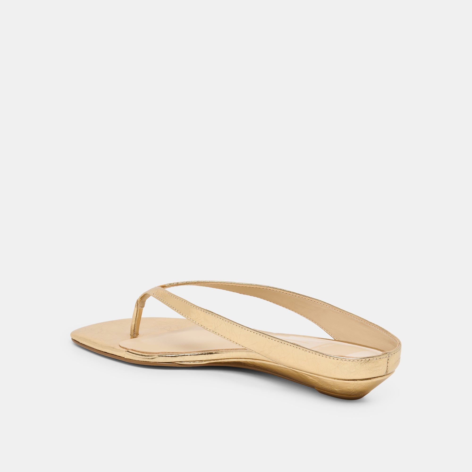Dolce Vita SHOES | GIZEL Gold Crinkle Patent Thong Square-Toe Sandals