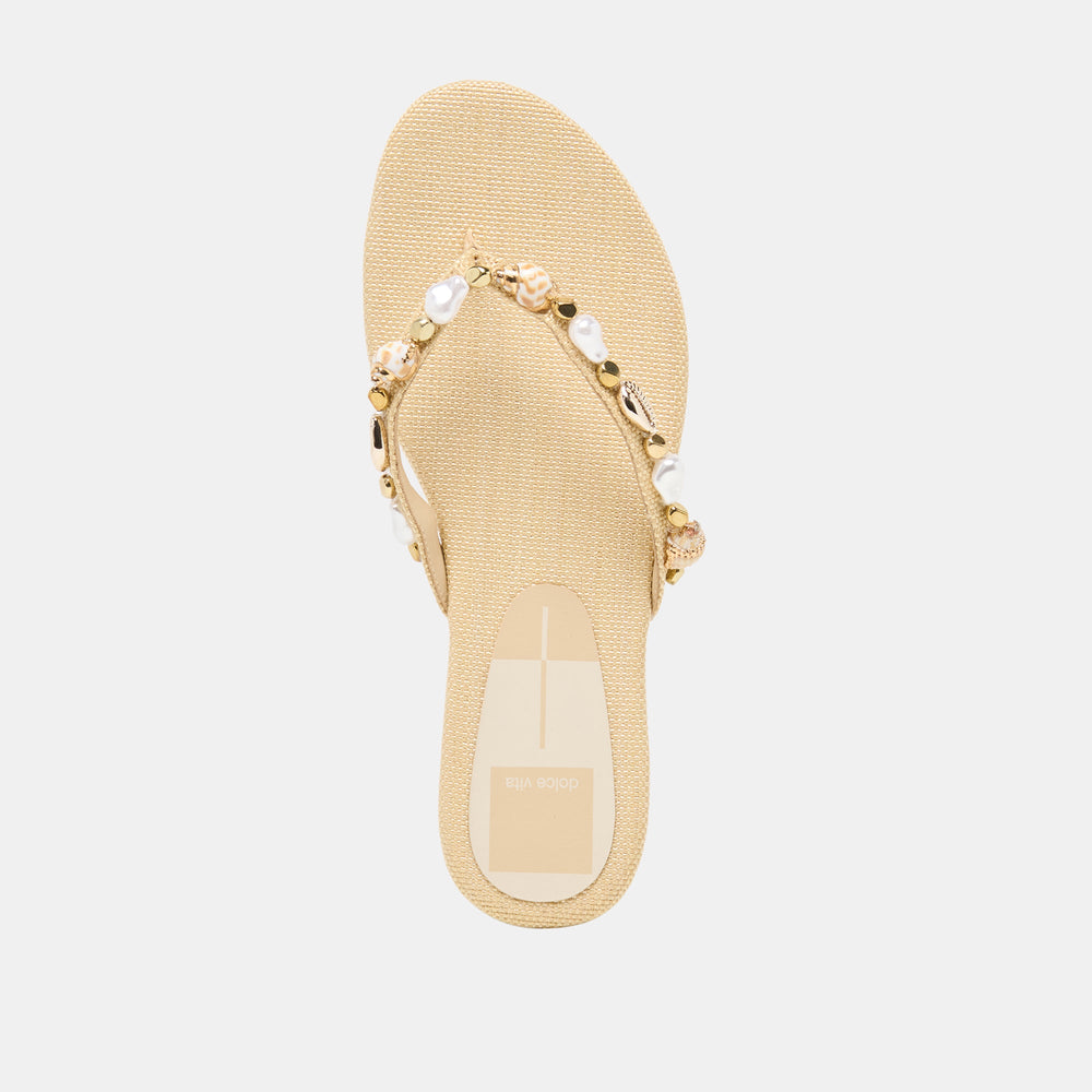 Dolce Vita SHOES | KYSHA Lt Natural Raffia Shell Flip-Flop Sandals