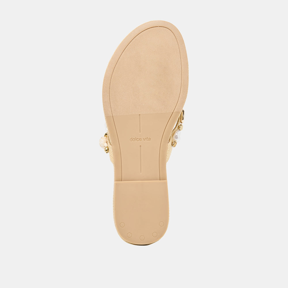 Dolce Vita SHOES | KYSHA Lt Natural Raffia Shell Flip-Flop Sandals