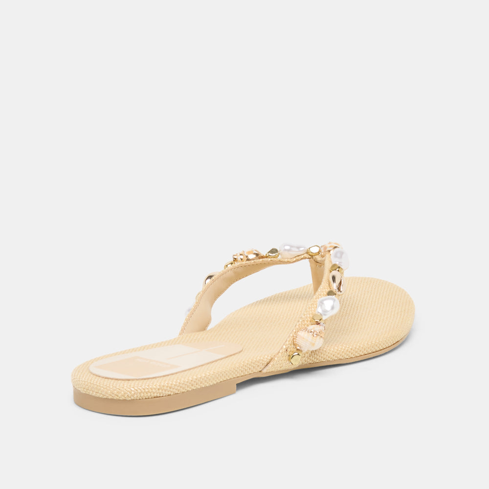 Dolce Vita SHOES | KYSHA Lt Natural Raffia Shell Flip-Flop Sandals