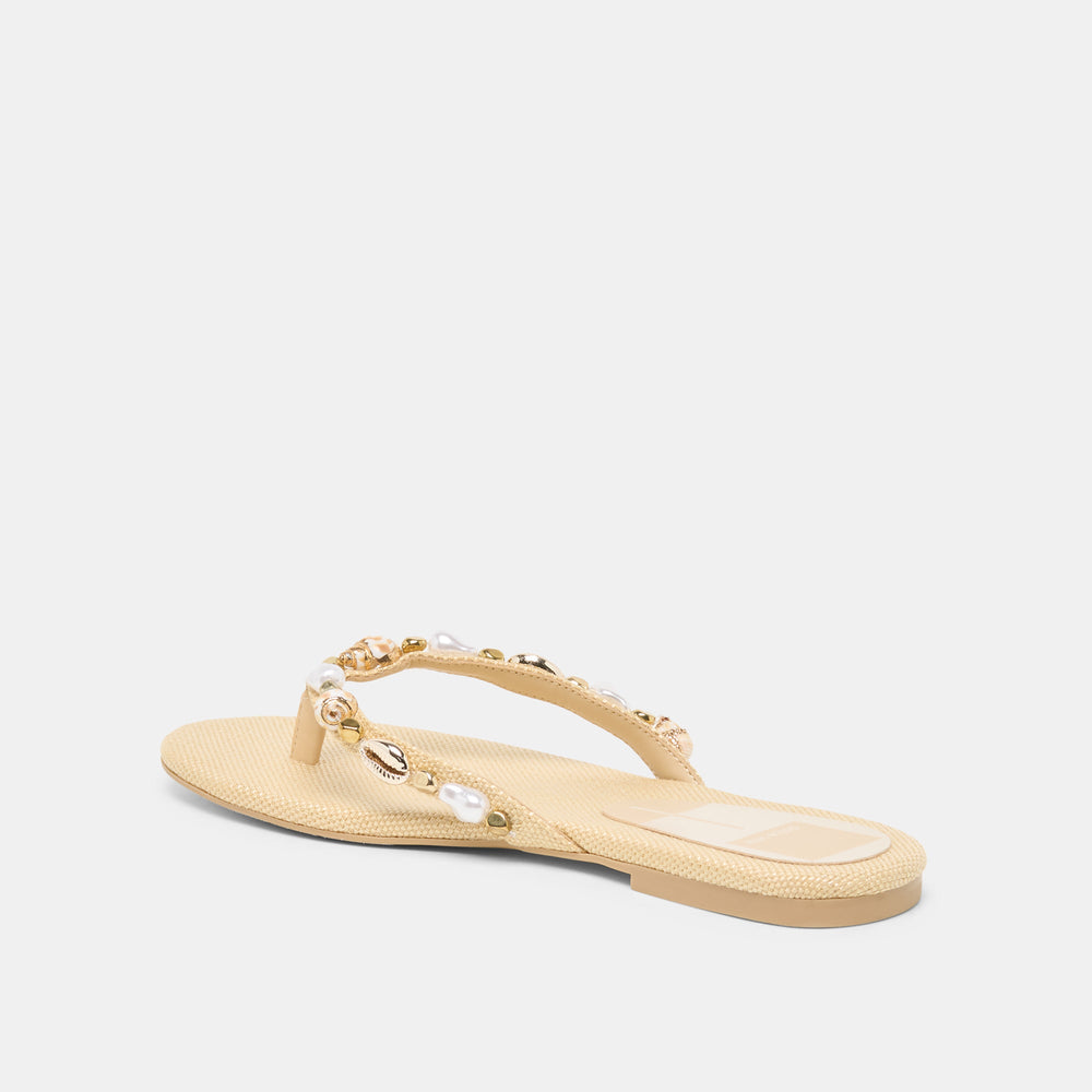 Dolce Vita SHOES | KYSHA Lt Natural Raffia Shell Flip-Flop Sandals
