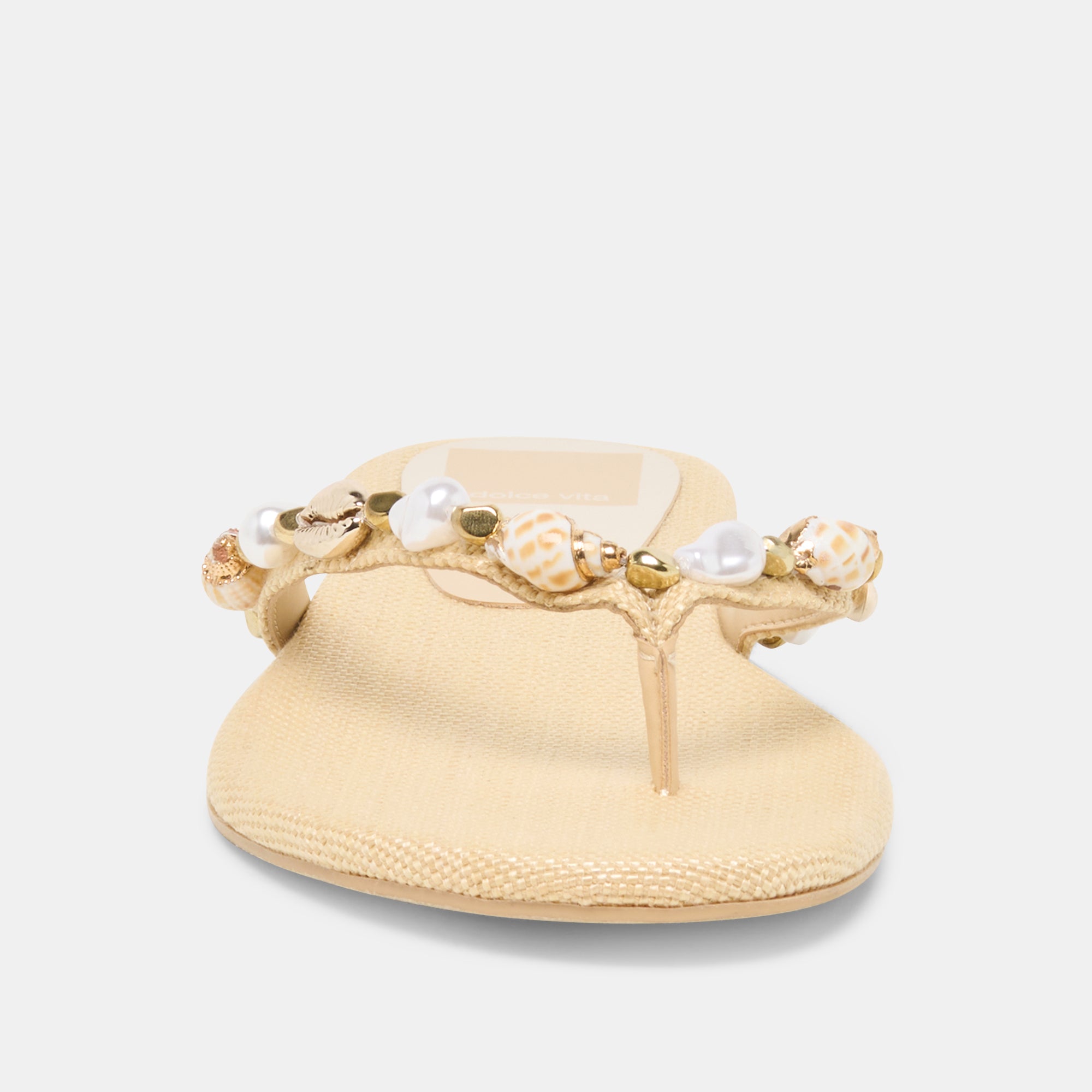 Dolce Vita SHOES | KYSHA Lt Natural Raffia Shell Flip-Flop Sandals