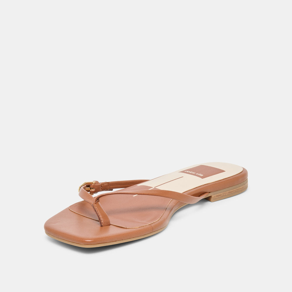 Dolce Vita SHOES | MALTA Cognac Leather Buckle Flip-Flop Sandals