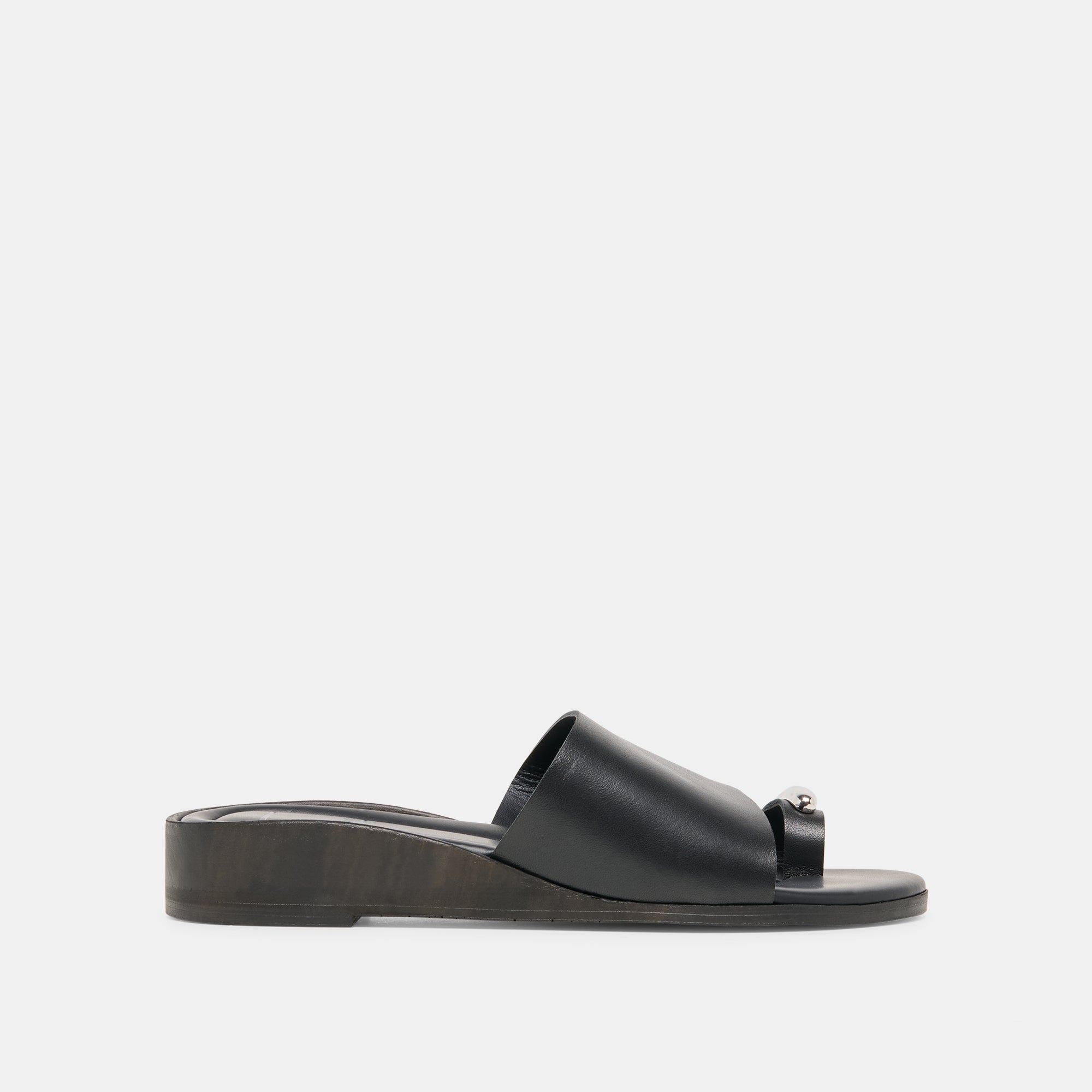 Dolce Vita SHOES | MOXY Black Leather Metal Detail Open-Toe Sandals