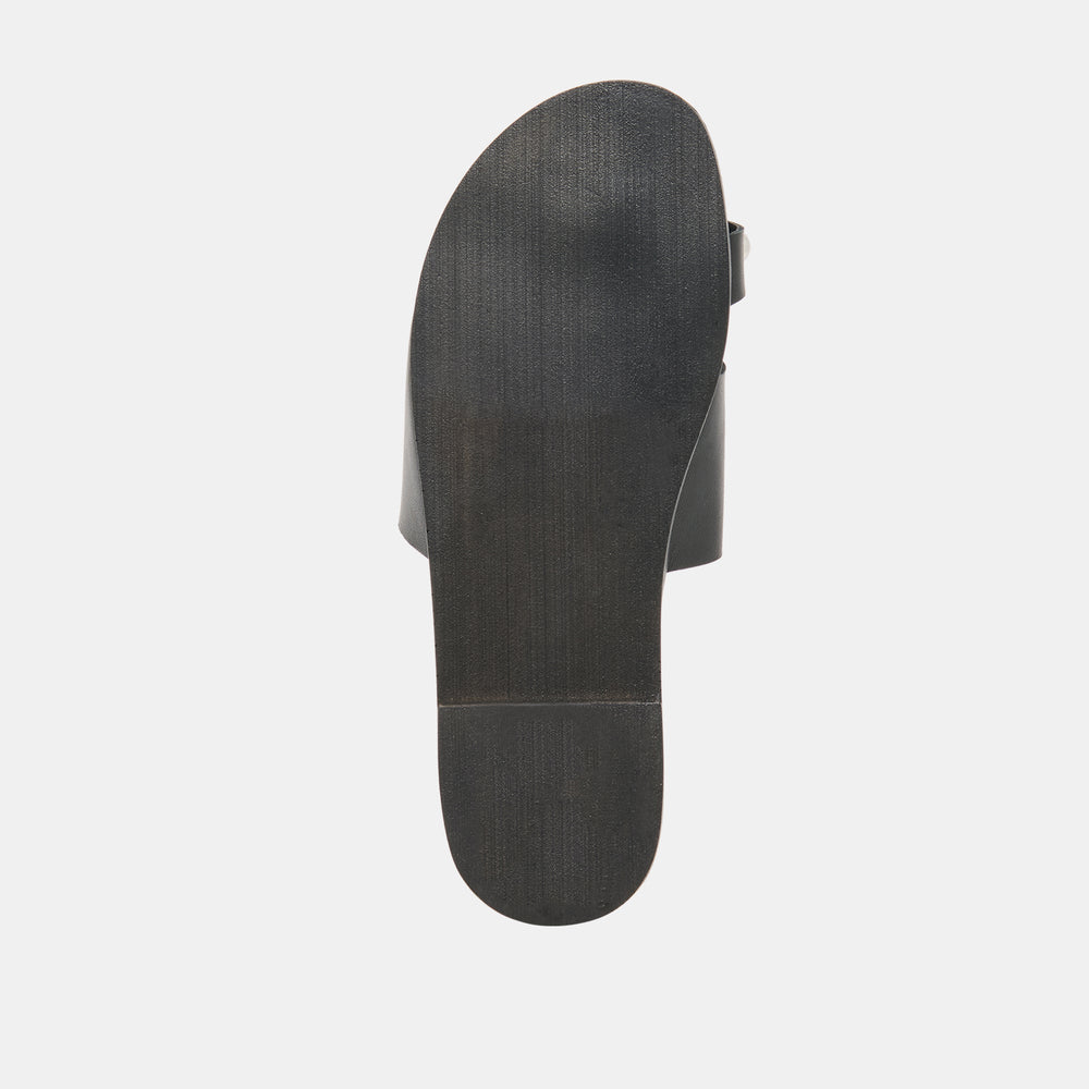 Dolce Vita SHOES | MOXY Black Leather Metal Detail Open-Toe Sandals