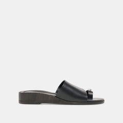Dolce Vita SHOES | MOXY Black Leather Metal Detail Open-Toe Sandals