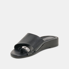 Dolce Vita SHOES | MOXY Black Leather Metal Detail Open-Toe Sandals