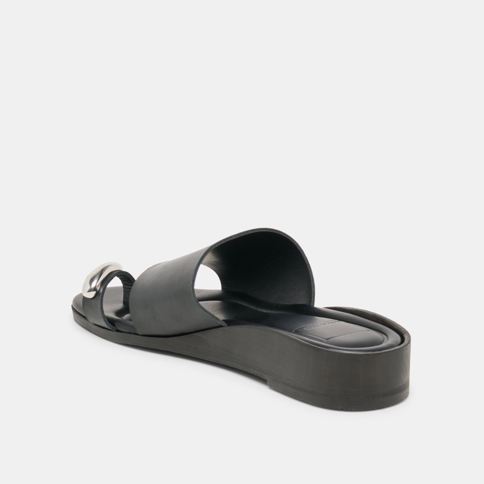 Dolce Vita SHOES | MOXY Black Leather Metal Detail Open-Toe Sandals