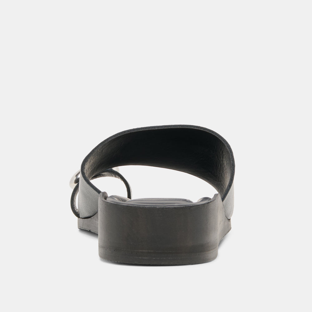 Dolce Vita SHOES | MOXY Black Leather Metal Detail Open-Toe Sandals