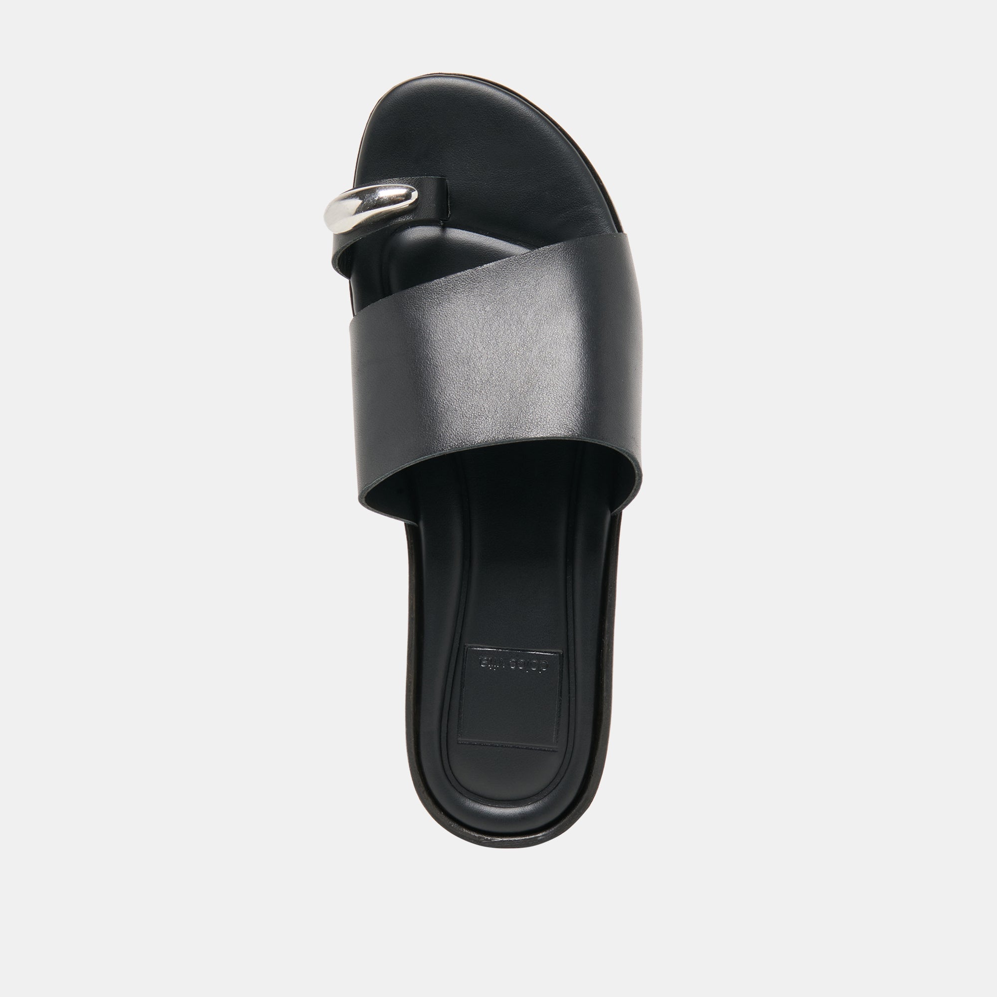 Dolce Vita SHOES | MOXY Black Leather Metal Detail Open-Toe Sandals
