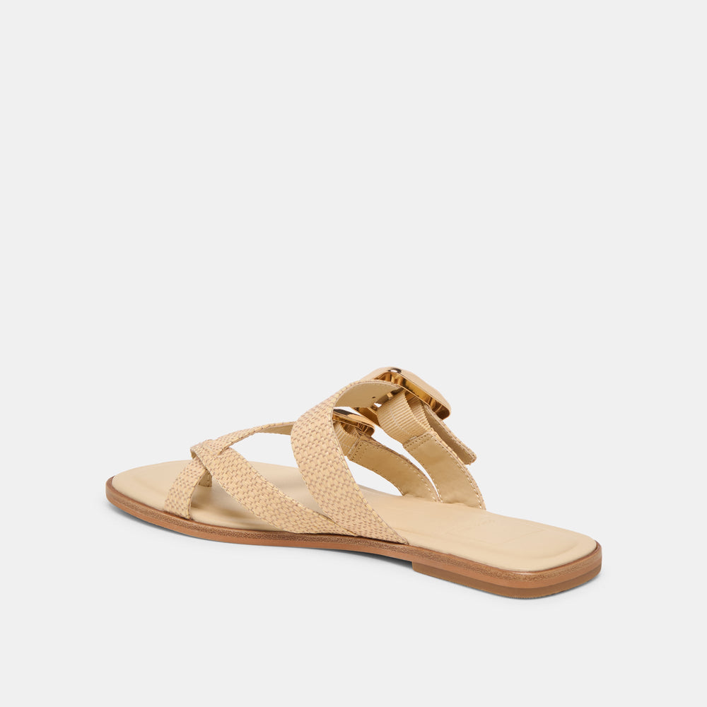 Dolce Vita SHOES | SHORE Sand Raffia Flip-Flop Buckled Sandals