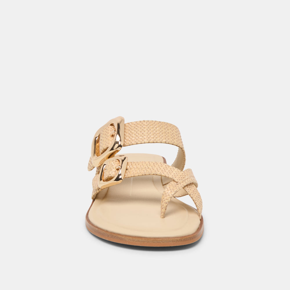 Dolce Vita SHOES | SHORE Sand Raffia Flip-Flop Buckled Sandals