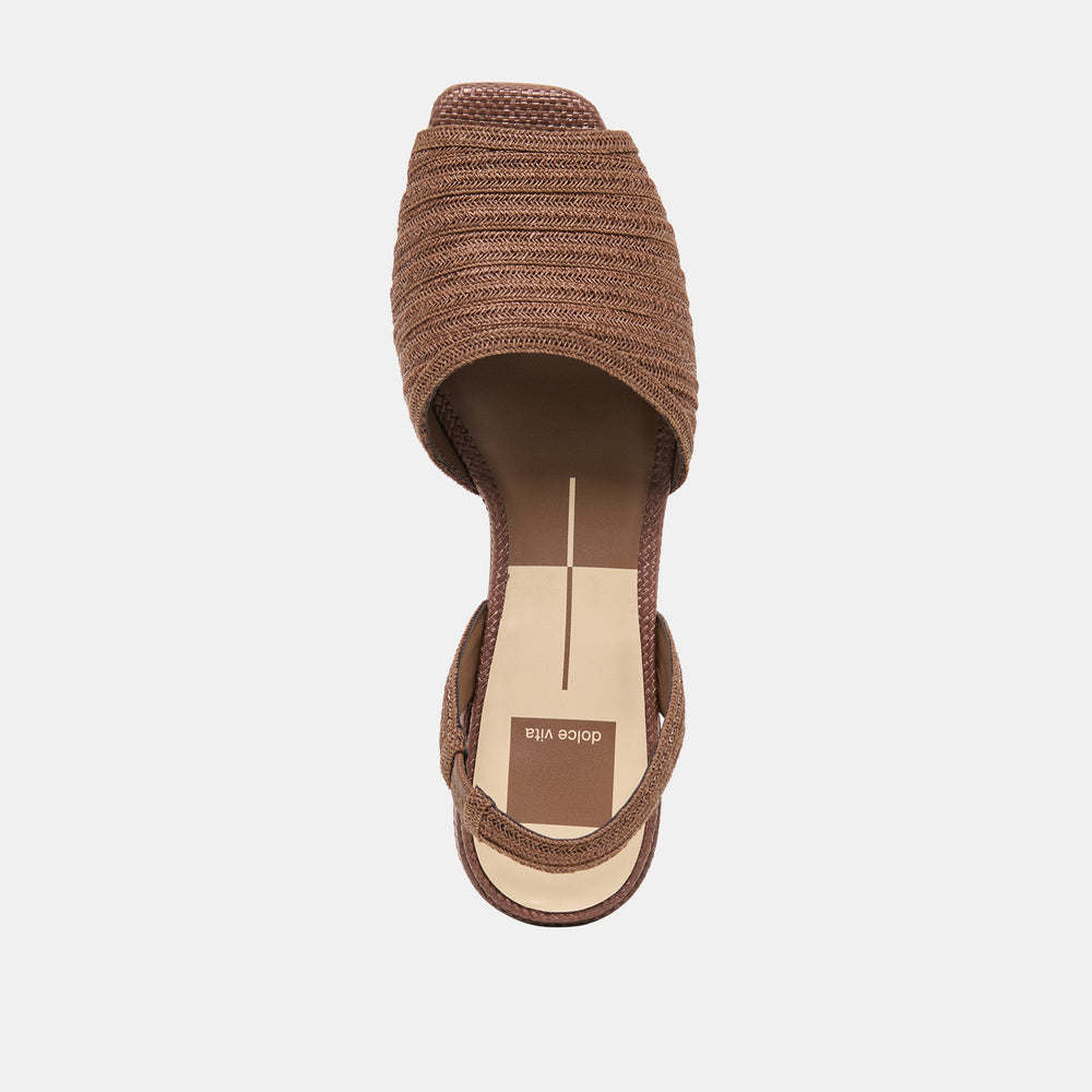 Dolce Vita SHOES | MARZY Cocoa Raffia Slingback Peep-Toe Sandals