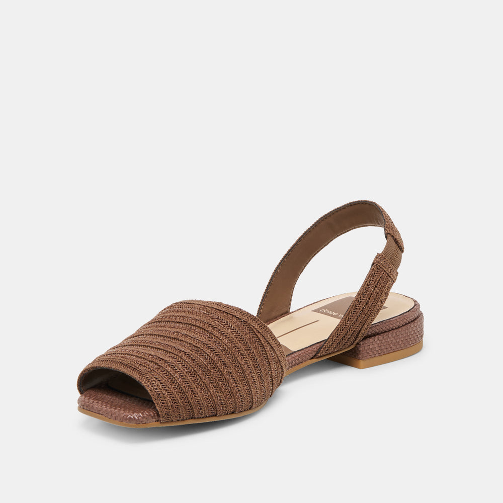 Dolce Vita SHOES | MARZY Cocoa Raffia Slingback Peep-Toe Sandals