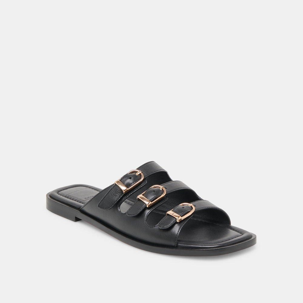 Dolce Vita SHOES | Fin Black Leather Sandals