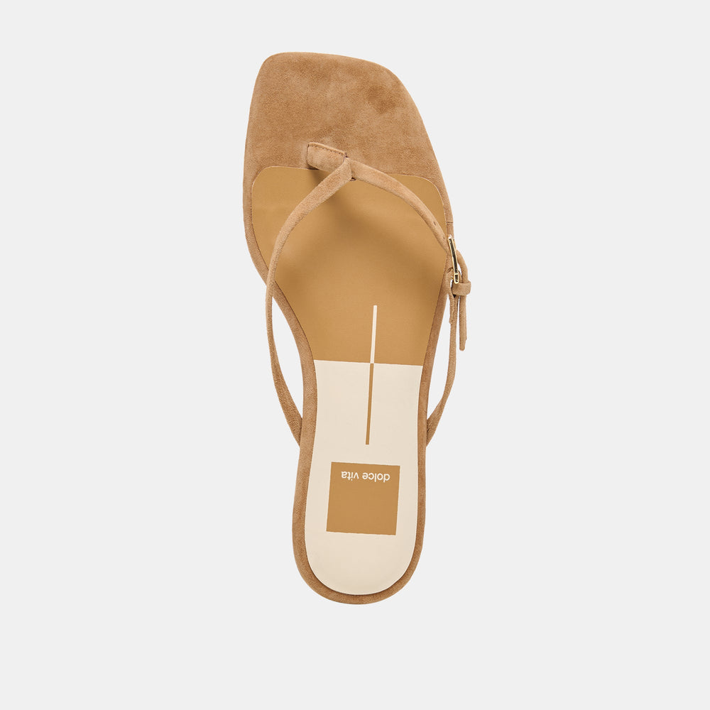 Dolce Vita SHOES | MALTA Lt Brown Suede Buckle Flip-Flop Sandals