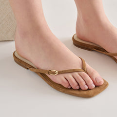 Dolce Vita SHOES | MALTA Lt Brown Suede Buckle Flip-Flop Sandals