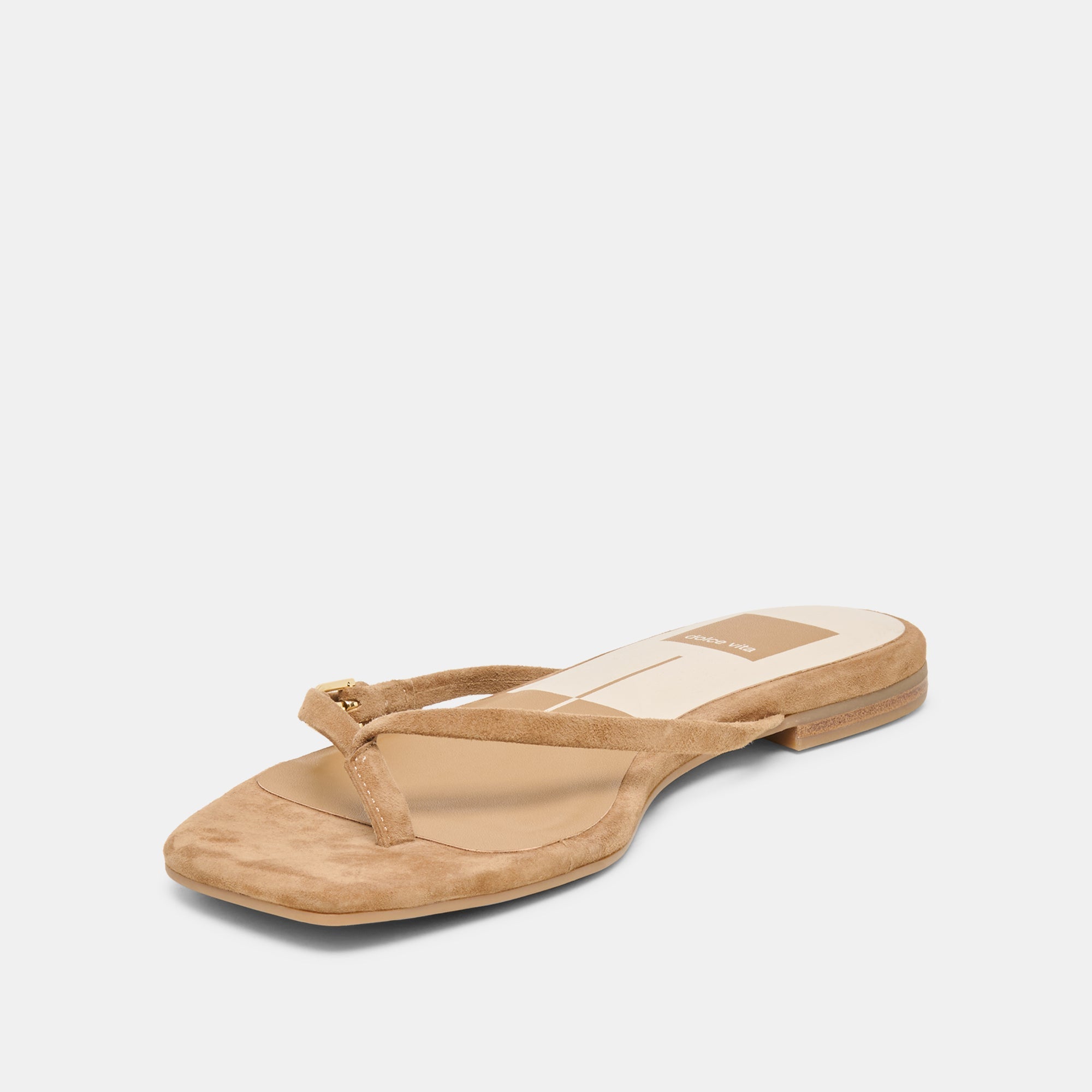 Dolce Vita SHOES | MALTA Lt Brown Suede Buckle Flip-Flop Sandals