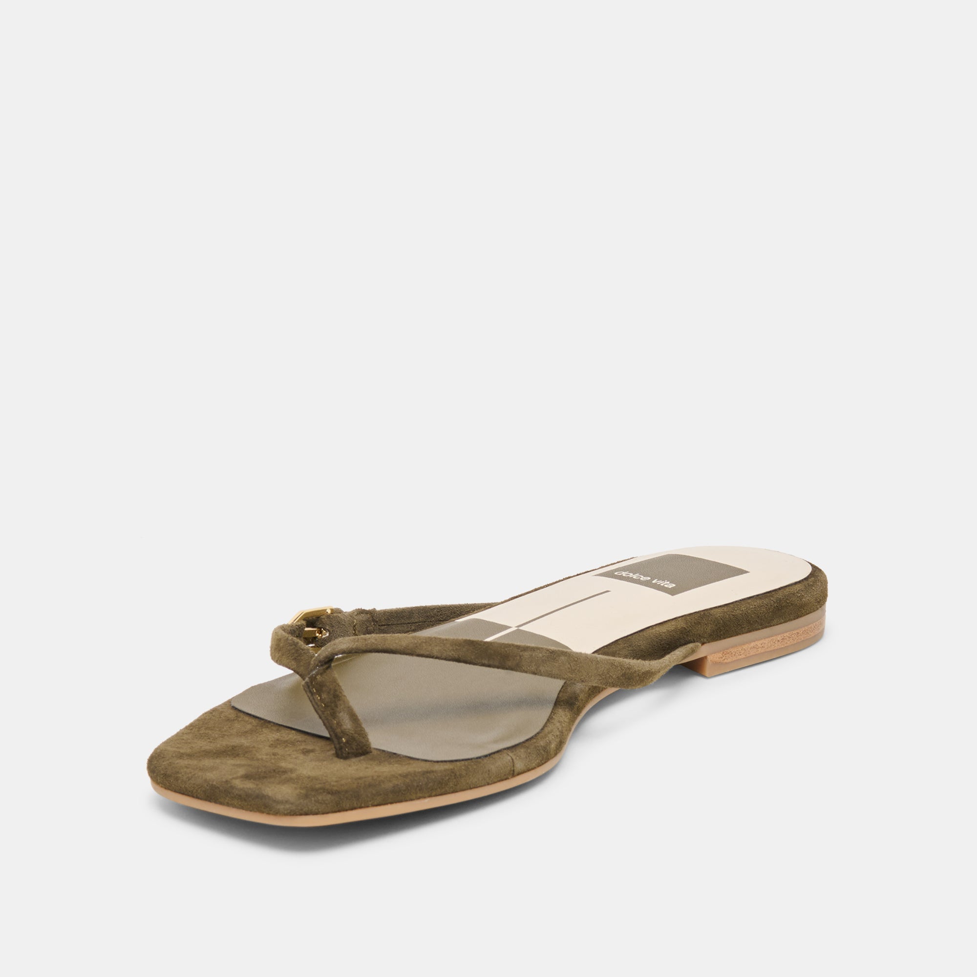 Dolce Vita SHOES | MALTA Dk Olive Suede Buckle Flip-Flop Sandals