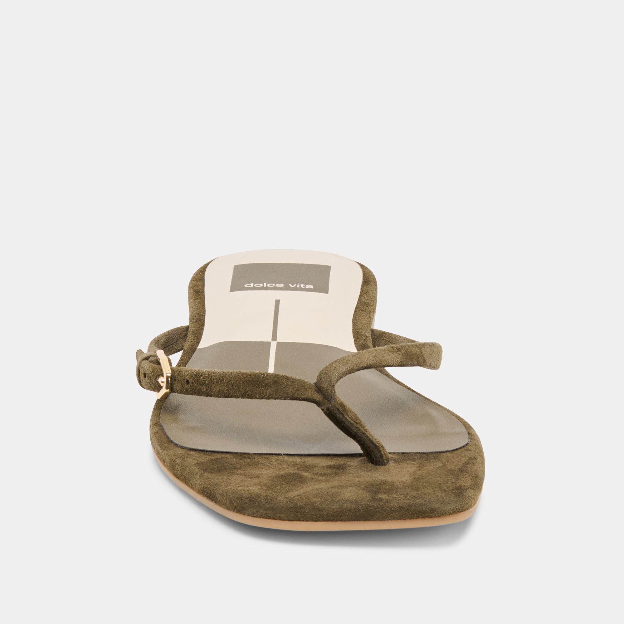 Dolce Vita SHOES | MALTA Dk Olive Suede Buckle Flip-Flop Sandals