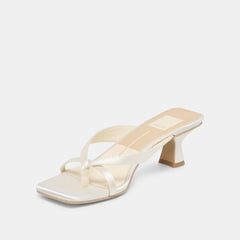 Dolce Vita SHOES | Brevel Wide True White Satin Heels